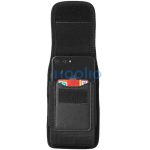 Univerzális tok, álló, övre csíptethető, fűzhető, kártyatartóval, Apple iPhone 13 Pro méret, Oxford, Model-3, fekete