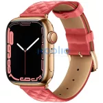 Apple Watch 1-6, SE (42 / 44 mm) / Watch 7-8 (45 mm) / Watch Ultra (49 mm), bőr pótszíj, gyémánt minta, Hoco WA18, rózsaszín