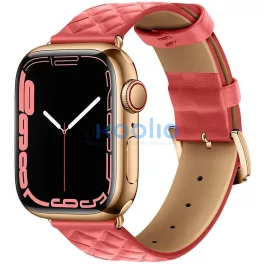   Apple Watch 1-6, SE (42 / 44 mm) / Watch 7-8 (45 mm) / Watch Ultra (49 mm), bőr pótszíj, gyémánt minta, Hoco WA18, rózsaszín