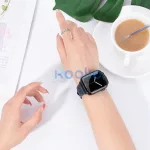 Apple Watch 1-6, SE (42 / 44 mm) / Watch 7-8 (45 mm) / Watch Ultra (49 mm), bőr pótszíj, gyémánt minta, Hoco WA18, rózsaszín