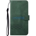 Apple iPhone 15 Pro Max, Oldalra nyíló tok, stand, kártyatartóval, kézpánttal, Wooze Illusion, zöld