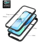 Apple iPhone 15 Pro Max, Szilikon hátlap és műanyag előlapi tok, elő- és hátlapi üveggel, közepsen ütésálló, Wooze Power Case, fekete