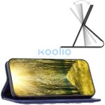 Apple iPhone 15 Plus, Oldalra nyíló tok, stand, kártyatartóval, 3D rombusz minta, Wooze Pillow, kék