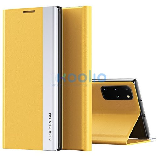Apple iPhone 15 Plus, Oldalra nyíló tok, stand, Wooze Silver Line, sárga