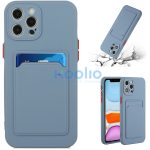 Apple iPhone 15 Plus, Szilikon tok, kártyatartóval, Wooze Card Slot, leander-szürke