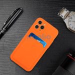 Apple iPhone 15 Plus, Szilikon tok, kártyatartóval, Wooze Card Slot, narancssárga