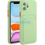 Apple iPhone 15 Plus, Szilikon tok, kártyatartóval, Wooze Card Slot, világoszöld