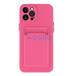 Apple iPhone 15, Szilikon tok, kártyatartóval, Wooze Card Slot, magenta