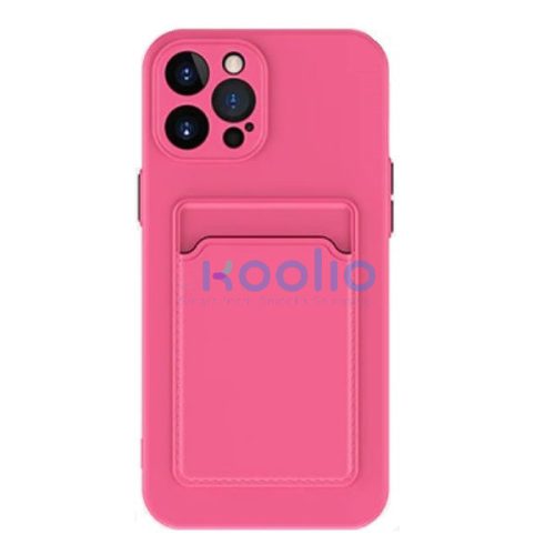 Apple iPhone 15, Szilikon tok, kártyatartóval, Wooze Card Slot, magenta