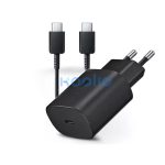 Samsung EP-TA800XB USB-C hálózati gyorstöltő USB-C kábellel, 25W, fekete (Retail-pack, dobozos)