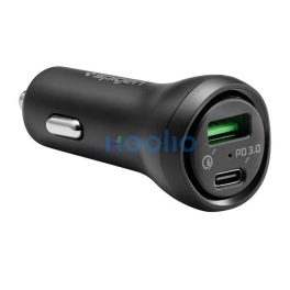   Spigen Essential F31QC Quick Charge 3.0 autós szivargyújtó töltő adapter, USB-A + USB-C, 27W, fekete