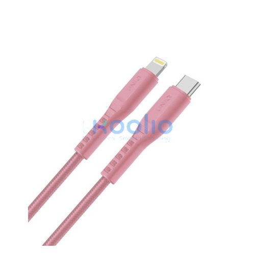 Uniq Flex USB-C / Lightning MFi töltő- és adatkábel, 1.2m, rózsaszín