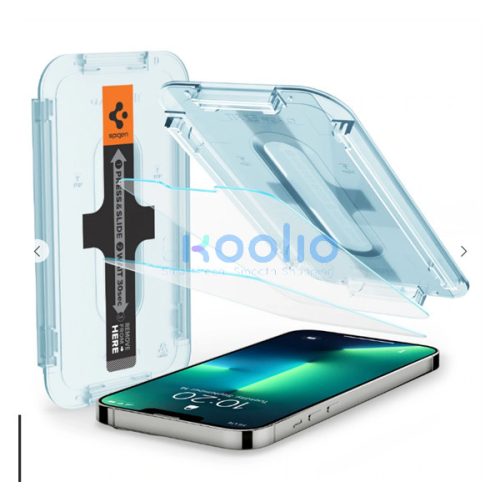 Spigen Glas.tR SLIM EZ Fit Apple iPhone 17E / 16E / 14 / 13 / 13 Pro tempered kijelzővédő fólia felhelyező kerettel (2db)