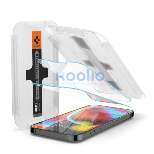 Spigen Glas.tR SLIM EZ Fit Apple iPhone 14 Plus / 13 Pro Max tempered kijelzővédő fólia felhelyező kerettel (2db)