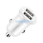 Baseus Grain Pro autós szivargyújtó gyorstöltő adapter 2xUSB, 24W, fehér