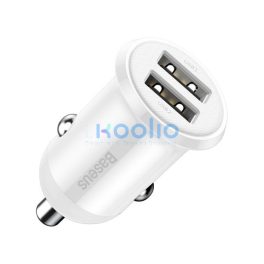   Baseus Grain Pro autós szivargyújtó gyorstöltő adapter 2xUSB, 24W, fehér
