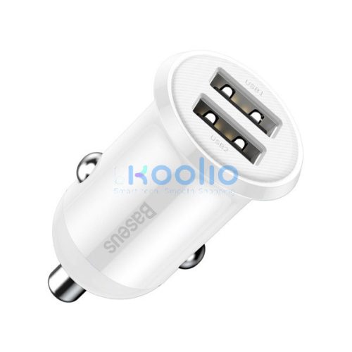 Baseus Grain Pro autós szivargyújtó gyorstöltő adapter 2xUSB, 24W, fehér