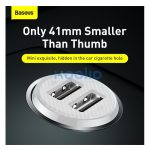 Baseus Grain Pro autós szivargyújtó gyorstöltő adapter 2xUSB, 24W, fehér