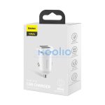Baseus Grain Pro autós szivargyújtó gyorstöltő adapter 2xUSB, 24W, fehér