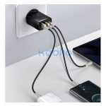 Baseus Compact gyorstöltő adapter 30W USB-C + 2XUSB-A, fekete