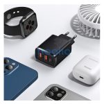 Baseus Compact gyorstöltő adapter 30W USB-C + 2XUSB-A, fekete