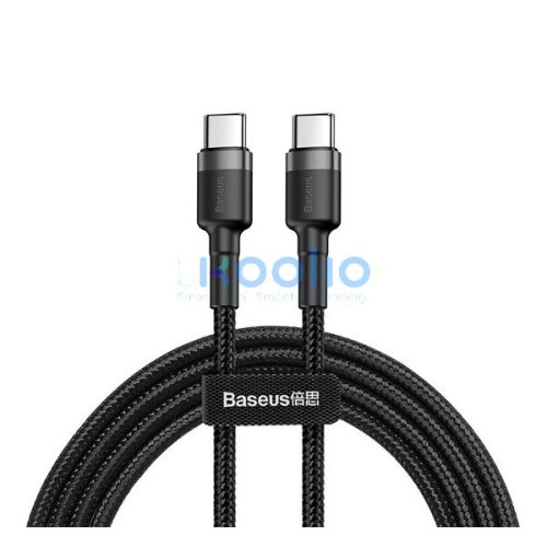Baseus Cafule USB-C gyorstöltő töltő- és adatkábel, 2m, szürke-fekete