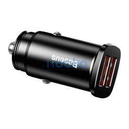   Baseus Square autós szivargyújtó gyorstöltő, 2xUSB, 30W, fekete