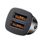 Baseus Square autós szivargyújtó gyorstöltő, 2xUSB, 30W, fekete