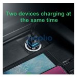 Baseus Square autós szivargyújtó gyorstöltő, 2xUSB, 30W, fekete