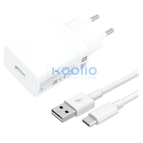 Xiaomi MDY-11-EP hálózati töltő adapter USB-A+ USB-C adatkábel, 22,5W, fehér, ECO csomagolásban