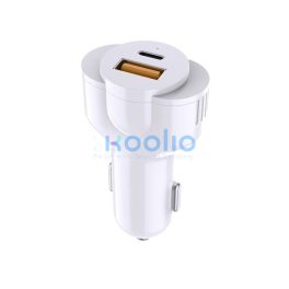   Phoner PH-CC58 autós szivargyújtó gyorstöltő, USB-C + USB, PD, 30W, fehér