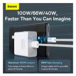 Baseus Dynamic USB / USB-C gyorstöltő töltő- és adatkábel, 100W, 1m, fehér