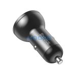 Baseus autós szivargyújtó töltő kijelzővel, 2xUSB, 4.8A, 24W, szürke