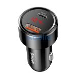 Baseus Magic autós szivargyújtó töltő, USB-A + USB-C QC 4.0 PD, 45W, fekete