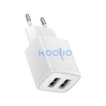 Baseus hálózati gyorstöltő 2xUSB, 10.5W, fehér