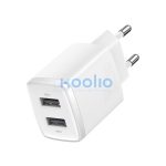 Baseus hálózati gyorstöltő 2xUSB, 10.5W, fehér