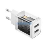 Baseus hálózati gyorstöltő 2xUSB, 10.5W, fehér