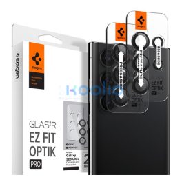   Spigen Glas.tR EZ Fit Optik Pro Samsung Galaxy S23 Ultra Tempered kameralencse-védő fólia felhelyező kerettel, fekete (2db)