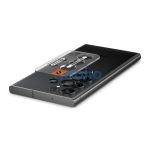 Spigen Glas.tR EZ Fit Optik Pro Samsung Galaxy S23 Ultra Tempered kameralencse-védő fólia felhelyező kerettel, fekete (2db)