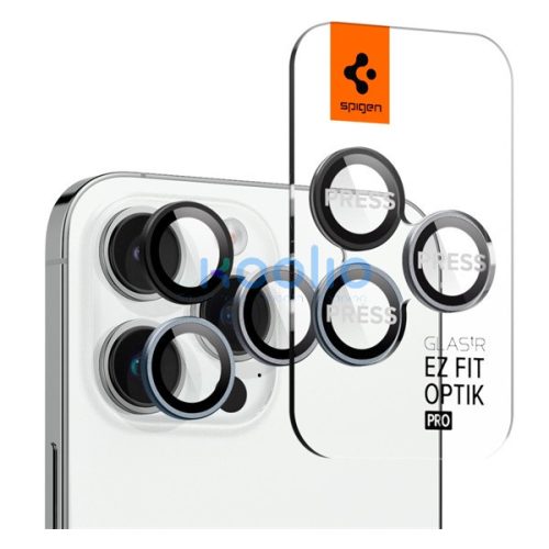 Spigen Glas.tR EZ Fit Optik Pro Apple iPhone 14 Pro / 14 Pro Max / 15 Pro / 15 Pro Max / 16 Pro / 16 Pro Max / 17 Pro / 17 Pro Max, Tempered kameralencse-védő fólia, felhelyező kerettel Zero One (2db)