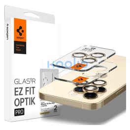   Spigen Glas.tR EZ Fit Optik Pro Apple iPhone 14 Pro / 14 Pro Max Tempered kameralencse-védő fólia felhelyező kerettel, Arany (2db)