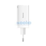 Baseus GaN5 Pro hálózati töltő 2xUSB-C + USB-A, USB-C-USB-C kábellel, 65W, fehér