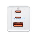 Baseus GaN5 Pro hálózati töltő 2xUSB-C + USB-A, USB-C-USB-C kábellel, 65W, fehér
