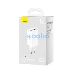 Baseus GaN5 Pro hálózati töltő 2xUSB-C + USB-A, USB-C-USB-C kábellel, 65W, fehér