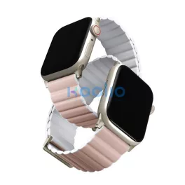   Uniq Revix Premium mágneses szilikon szíj Apple Watch 42/44/45/49mm, rózsaszín/fehér