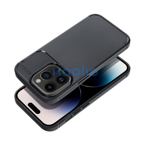 Forcell Carbon Premium hátlap tok Apple iPhone 15 Plus karbon mintás szilikon tok, fekete