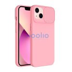 Slide Apple iPhone 15 Pro Max kameravédős szilikon tok, rózsaszín