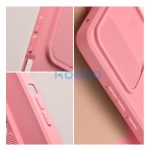 Slide Apple iPhone 15 Pro Max kameravédős szilikon tok, rózsaszín