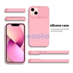 Slide Apple iPhone 15 Pro Max kameravédős szilikon tok, rózsaszín