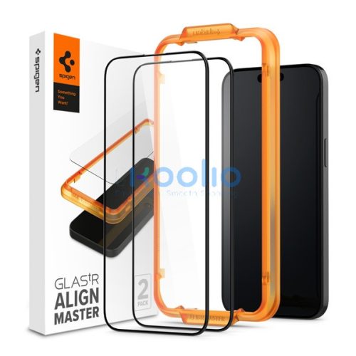 Spigen AlignMaster Glas.tR Apple iPhone 15 Pro Tempered kijelzővédő fólia (2db)